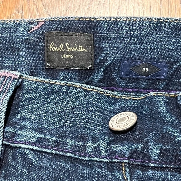 Men’s 30W 32L Paul Smith Dark Faded Wash Denim Jeans Flat Front APC Lux Pants - Picture 8 of 13